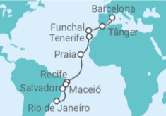 Itinerário do Cruzeiro  De Barcelona ao RJ - Costa Cruzeiros