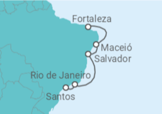 Itinerário do Cruzeiro  De Santos a Fortaleza 2025 - Costa Cruzeiros