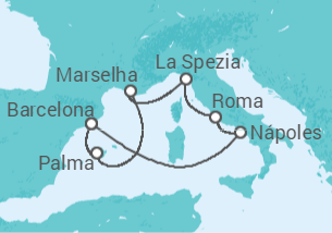 Itinerário do Cruzeiro  Espanha, França, Itália - Royal Caribbean