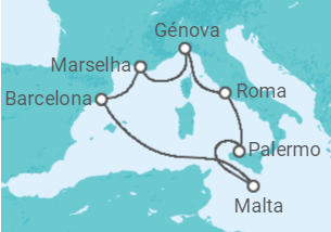 Itinerário do Cruzeiro  Itália, Malta, Espanha, França TI - MSC Cruzeiros