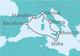 Itinerário do Cruzeiro  França, Itália, Malta - MSC Cruzeiros
