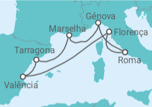 Itinerário do Cruzeiro  Itália, França, Espanha - MSC Cruzeiros
