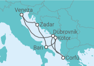 Itinerário do Cruzeiro  Croácia, Grécia, Montenegro, Itália - MSC Cruzeiros