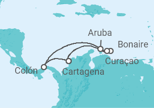 Itinerário do Cruzeiro  Colômbia, Curaçao, Bonaire, San Eustaquio y Saba, Aruba - Royal Caribbean