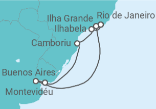 Itinerário do Cruzeiro  Brasil, Argentina, Uruguai - Costa Cruzeiros