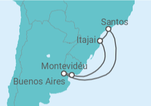 Itinerário do Cruzeiro  Brasil, Argentina - Costa Cruzeiros
