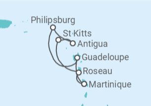 Itinerário do Cruzeiro  Sint Maarten, Antígua E Barbuda, São Cristóvão E Neves, Martinica - MSC Cruzeiros