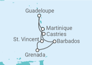 Itinerário do Cruzeiro  Guadalupe, Santa Lúcia, Barbados, São Vicente E Granadinas - MSC Cruzeiros