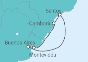 Itinerário do Cruzeiro  Brasil, Uruguai, Argentina - MSC Cruzeiros