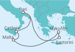 Itinerário do Cruzeiro  Malta, Grécia, Itália - Costa Cruzeiros