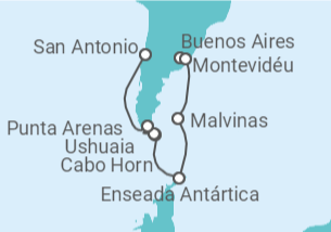 Itinerário do Cruzeiro  De Buenos Aires a San Antonio (Santiago de Chile) - Princess Cruises