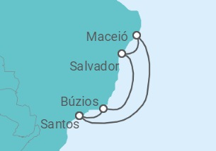 Itinerário do Cruzeiro  Búzios, Santos, Maceió - MSC Cruzeiros