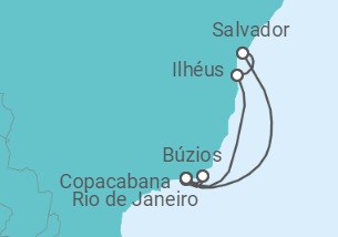 Itinerário do Cruzeiro  Salvador, Ilhéus, Copacabana, Búzios - MSC Cruzeiros
