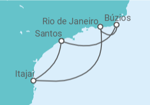 Itinerário do Cruzeiro  Itajaí, Rio e Búzios - Costa Cruzeiros