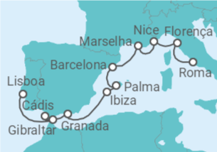 Itinerário do Cruzeiro  Itália, França, Espanha, Gibraltar - NCL Norwegian Cruise Line