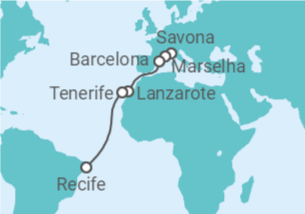 Itinerário do Cruzeiro  Da Itália ao Brasil - Costa Cruzeiros