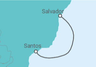Itinerário do Cruzeiro  Salvador e Santos - Costa Cruzeiros