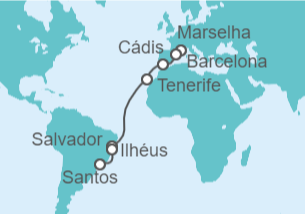 Itinerário do Cruzeiro  De Marselha a Santos - Costa Cruzeiros