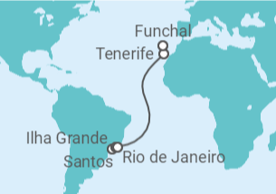 Itinerário do Cruzeiro  De Santos a Funchal (Portugal) - MSC Cruzeiros