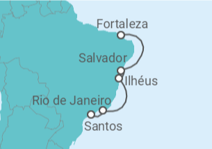 Itinerário do Cruzeiro  De Santos a Fortaleza - Costa Cruzeiros