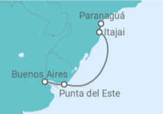 Itinerário do Cruzeiro  De Paranaguá a Buenos Aires - MSC Cruzeiros