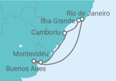 Itinerário do Cruzeiro  Brasil, Uruguai, Argentina - Costa Cruzeiros