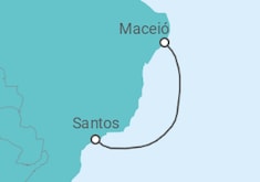 Itinerário do Cruzeiro  De Maceió a Santos - MSC Cruzeiros