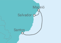 Itinerário do Cruzeiro  De Salvador a Santos - MSC Cruzeiros