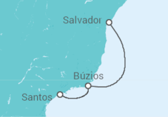 Itinerário do Cruzeiro  De Santos a Salvador 2024 - MSC Cruzeiros
