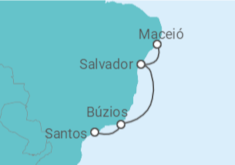 Itinerário do Cruzeiro  De Santos a Maceió - MSC Cruzeiros