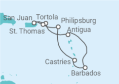 Itinerário do Cruzeiro  Ilhas Virgens Britânicas, Antígua E Barbuda, Barbados, Santa Lúcia, Sint Maarten, Ilhas Virgens A... - NCL Norwegian Cruise Line