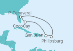 Itinerário do Cruzeiro  Bahamas, Porto Rico, St.Maarten - Royal Caribbean