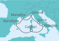 Itinerário do Cruzeiro  Itália, França, Espanha - Costa Cruzeiros