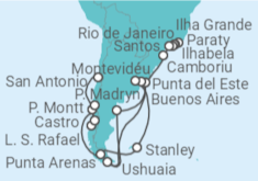 Itinerário do Cruzeiro  De Rio de Janeiro  a San Antonio (Santiago de Chile) - Oceania Cruises