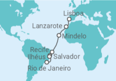 Itinerário do Cruzeiro  De Lisboa ao RJ - Costa Cruzeiros