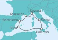 Itinerário do Cruzeiro  Itália, França, Espanha - Costa Cruzeiros