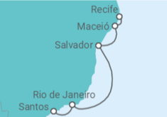 Itinerário do Cruzeiro  De Recife a Santos - Costa Cruzeiros