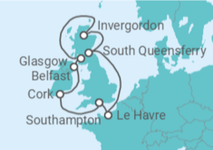 Itinerário do Cruzeiro  Irlanda, Reino Unido, França - Princess Cruises