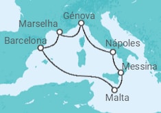 Itinerário do Cruzeiro  França, Itália, Malta TI - MSC Cruzeiros