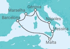 Itinerário do Cruzeiro  Itália, Malta, Espanha, França TI - MSC Cruzeiros
