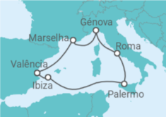 Itinerário do Cruzeiro  Itália, Espanha, França TI - MSC Cruzeiros