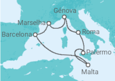 Itinerário do Cruzeiro  Itália, Malta, Espanha TI - MSC Cruzeiros