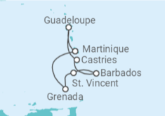 Itinerário do Cruzeiro  Guadalupe, Santa Lúcia, Barbados TI - MSC Cruzeiros