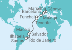 Itinerário do Cruzeiro  De Gênova a Santos TI - MSC Cruzeiros