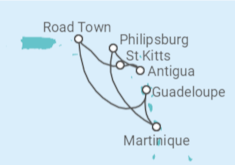 Itinerário do Cruzeiro  Guadalupe, Ilhas Virgens Britânicas, Antígua E Barbuda, Sint Maarten TI - MSC Cruzeiros