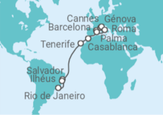 Itinerário do Cruzeiro  De Barcelona ao Rio de Janeiro - MSC Cruzeiros