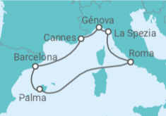 Itinerário do Cruzeiro  Espanha, França, Itália TI - MSC Cruzeiros