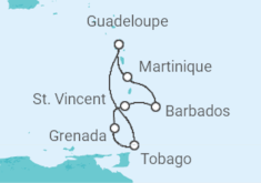 Itinerário do Cruzeiro  Guadalupe, Barbados - Costa Cruzeiros