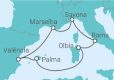 Itinerário do Cruzeiro  Itália, Espanha, França - Costa Cruzeiros