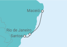 Itinerário do Cruzeiro  De Santos a Maceió - MSC Cruzeiros